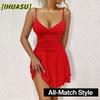 Women's Fashion Summer Spring Solid Color Print V-Neck Sleeveless Casual Dresses