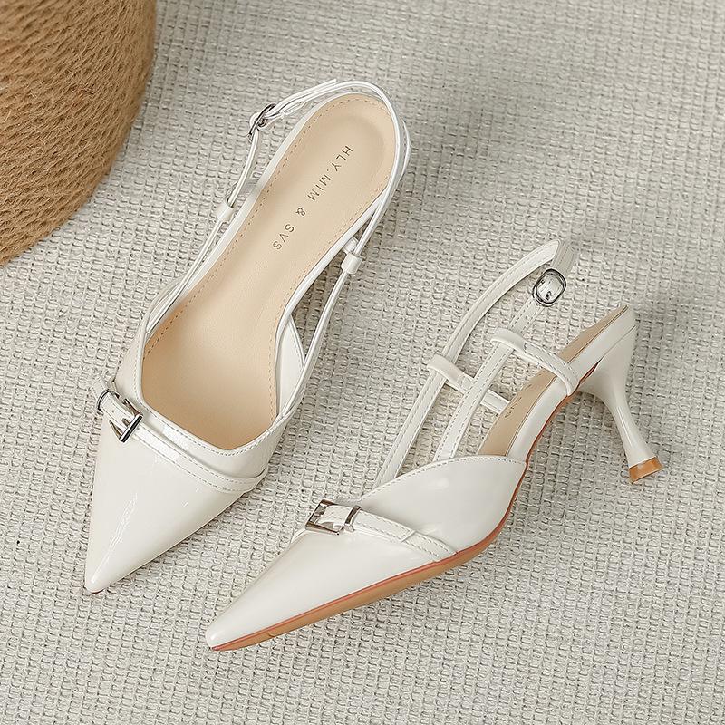 Summer Baotou High Heel Sandals for Women with Thin Heels Straps High Heels 2 New French Pointed Toe Fashionable Women's Shoes