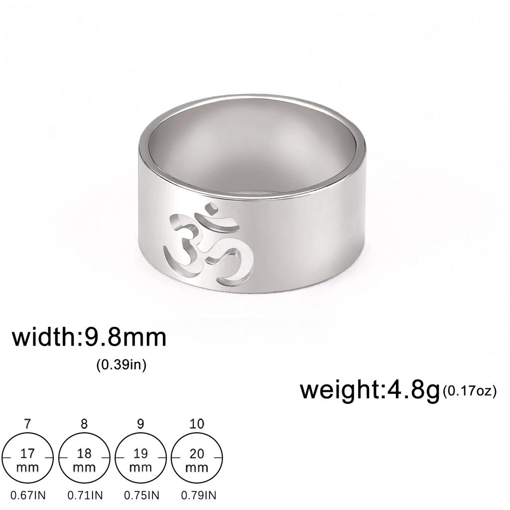 Minimalist Indian Yoga Symbol Hollow-Out Design Women's Ring Matching Couple Bands