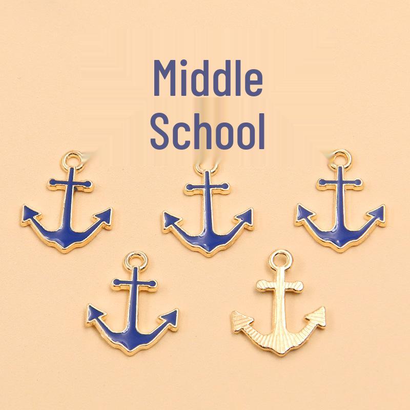 Nautical Series: 5 Alloy Enamel Pendants - Anchor, Lifebuoy, Sailboat for DIY Jewelry