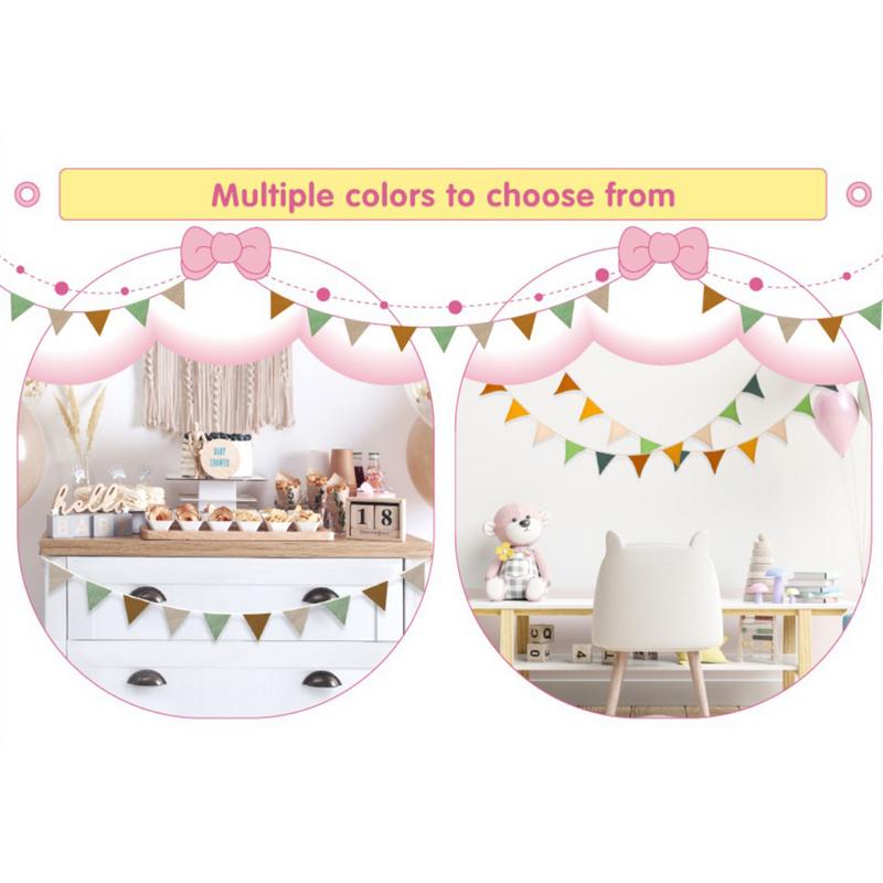 Guirlandes de fanions en tissu de coton, fanions triangulaires, lavables, pour chambre d'enfant, décoration de maison, jardin, rue