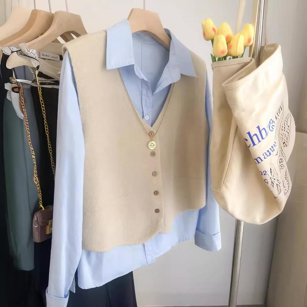 

QICED Французская мода вязаный жилет женский кардиган на раннюю весну с жилетом свитер свободный жилет без рукавов топ вязаные жилеты Uniform size