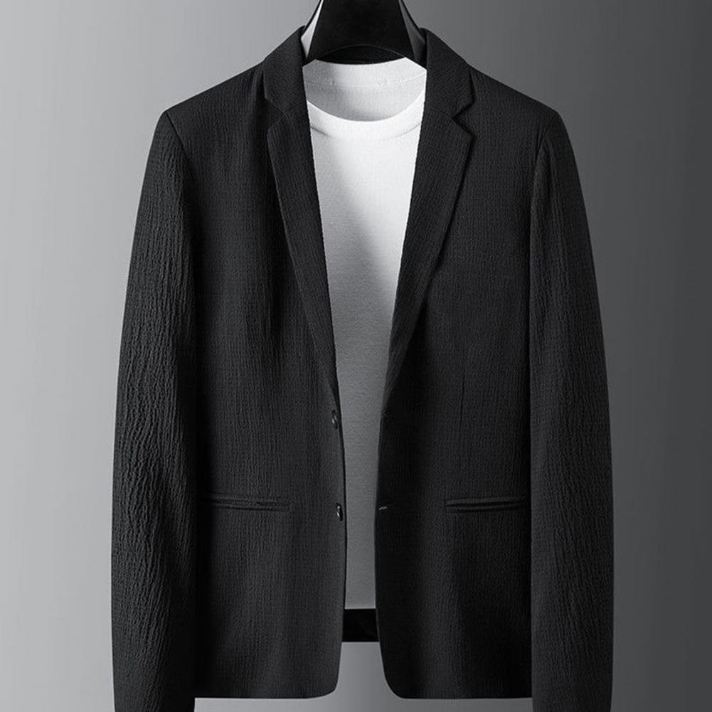Spring Men's Two-piece Suit Striped Pleated Men Blazer Pants Set Pleated Drawstring Loose Lapel Pockets Thin Formal Business Men Set