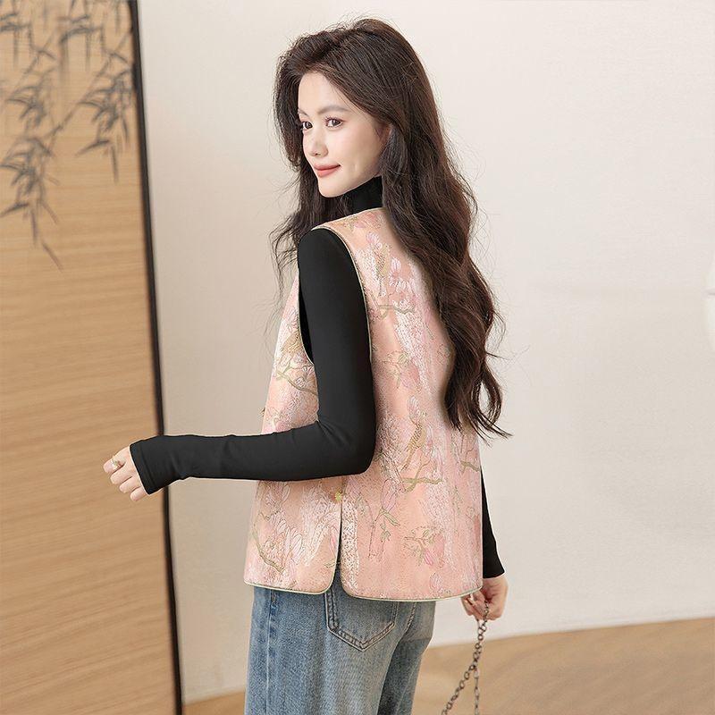 Jacquard vest vest women's spring and autumn 2025 new temperament sleeveless button-up top