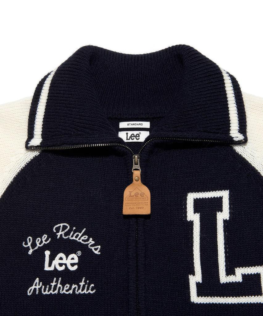 Lee Color Block Zip-Up Cardigan Navy