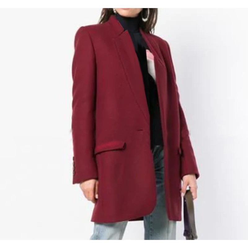 Women's Stand Collar Slim Fit Woolen Outerwear