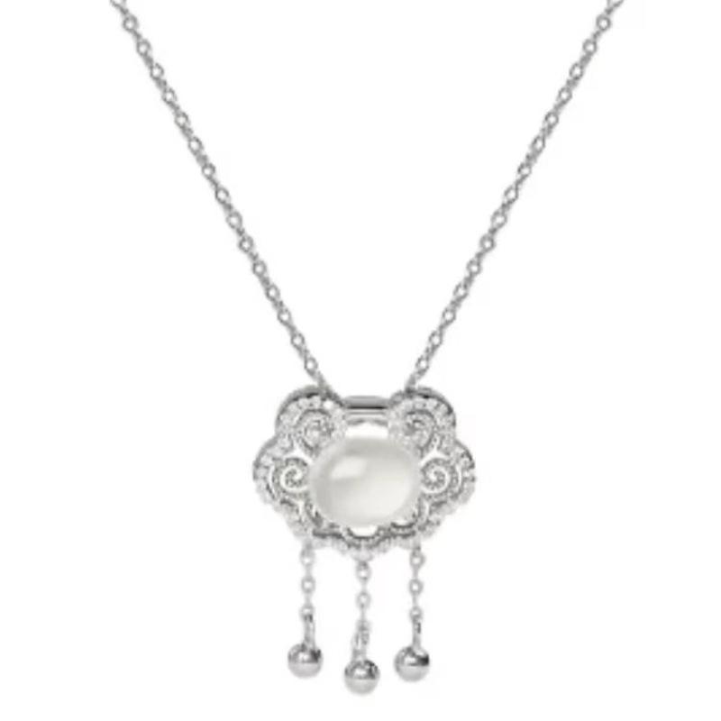 

2023 New Chinese Style Ruyi Safety Lock Pendant Necklace S925 Sterling Silver Jewelry for Women 925 / option 2 золотой