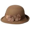 French wool felt hat women's autumn and winter British retro fashion versatile foreign style Hepburn style flower warm top hat