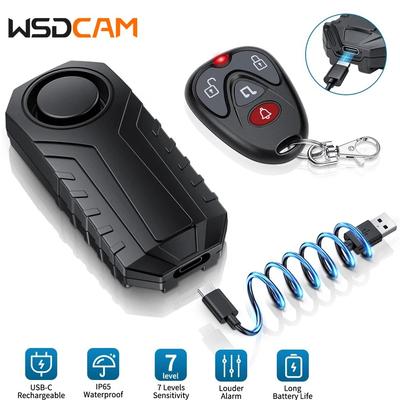 Wsdcam Vibration Bicycle Alarm Anti-Theft Motorcycle Bike Alarm 113 DB Waterproof Alarm with Remote