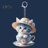 Cartoon Cat Acrylic Pendant Hanging Ornament High Durability Easy To Hang Decorative Car Rearview Mirror Keychain Pendant