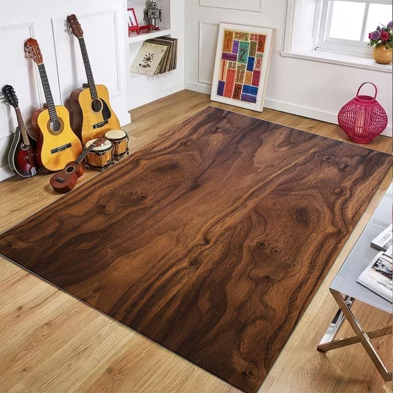 Modern Wood Grain Print Area Rug Non Slip Durable Floor Mat for Living Room Bedroom Office Kitchen Decor