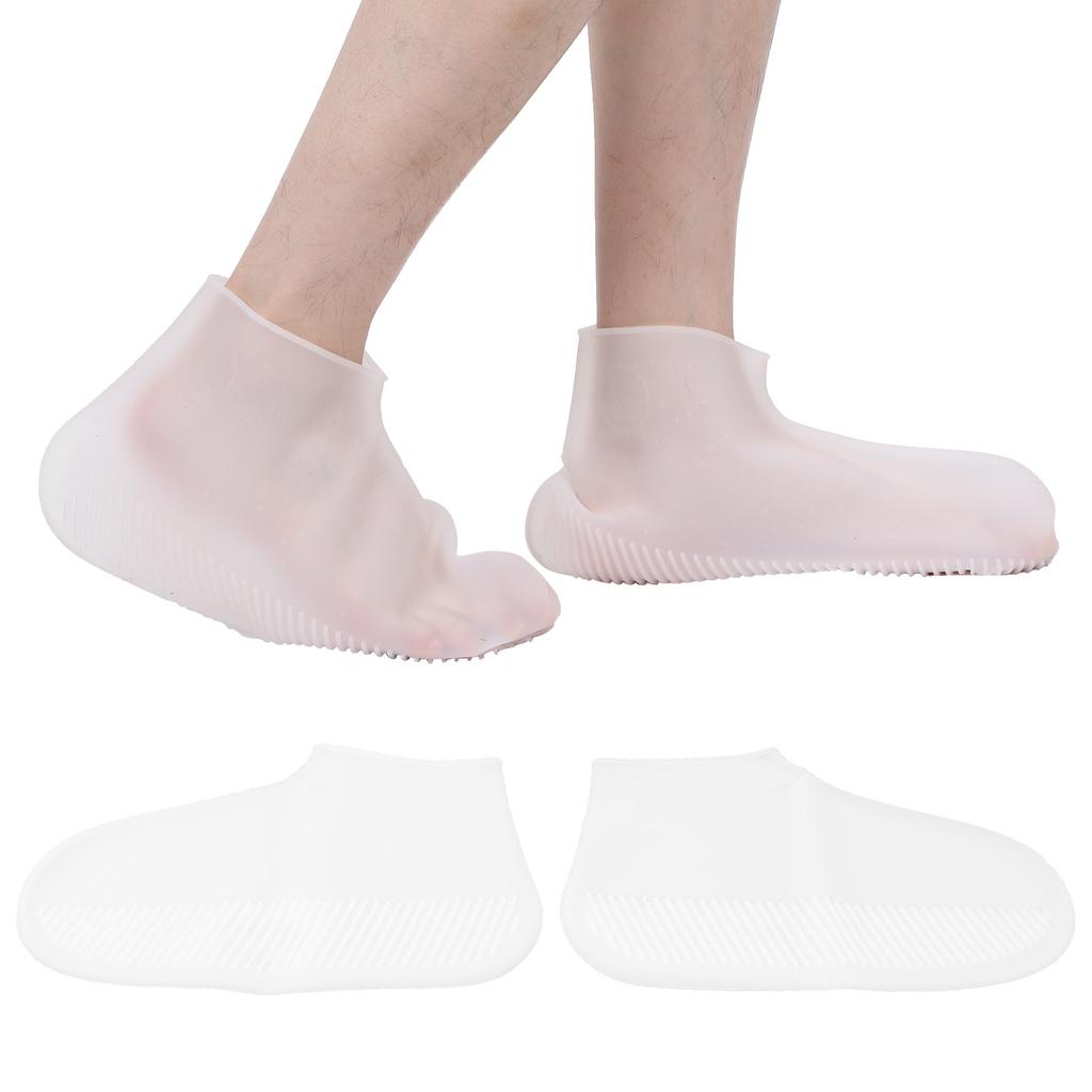Silicone Rain Shoe Covers Waterproof Snow Shoe Protectors Non Slip Foldable Shoes Boots Overshoes White