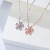 Sakura Flower Pendant Necklace: Women's Sweet Retro Zircon Clavicle Chain - Elegant & Stylish.
