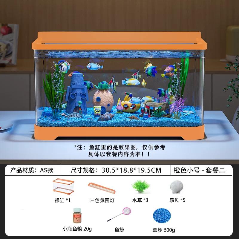 2026 Desktop-Aquarium mit LED All-in-One Landschaftssystem Kompakter Ökologischer Fischbehälter für Büro Kleine Kreative Goldfischschale