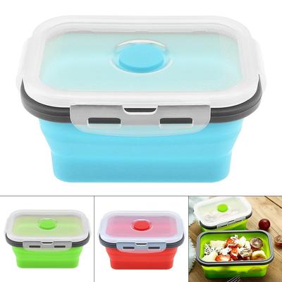 350ML/500ML/800ML/1200ML Rectangle Silicone Scalable Folding Lunchbox Bento Box
