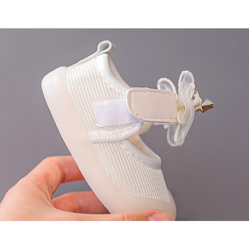 Baby Girls' Cute Bow Anti-Kick Walking Shoes & Flats, Spring New Arrivals Korean-style Breathable Soft-Sole Princess Shoes.