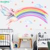 Fairy & Rainbow Wall Stickers - Colorful Kids Room Decor Decals, Removable Watercolor Style Wall Art