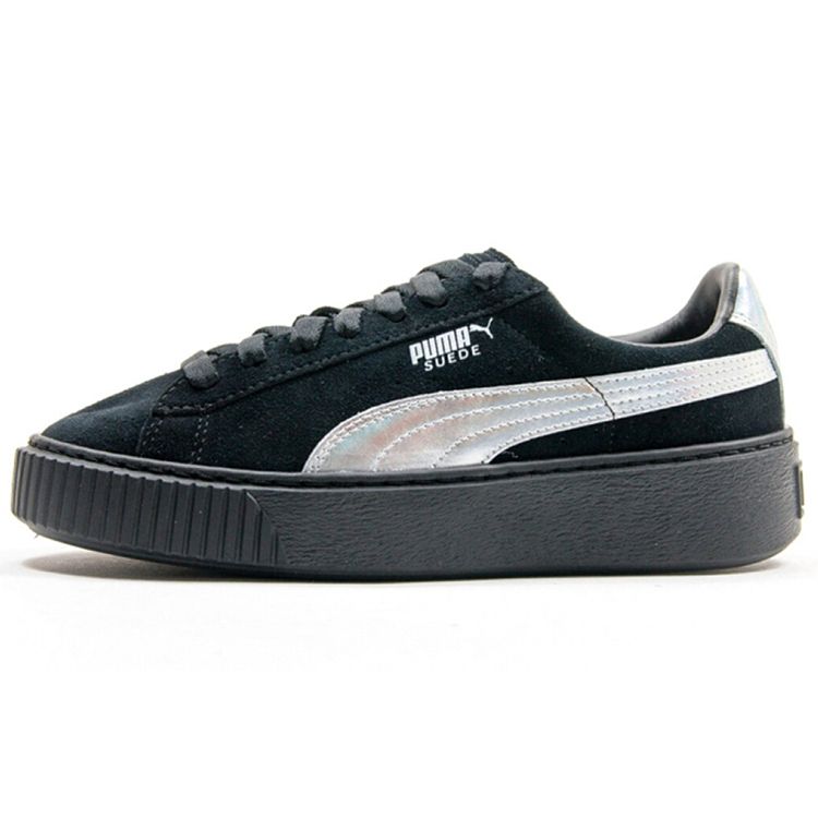 Puma Suede Series Laser Low-Top Sneakers Women Sneakers Black Silver 363649-01