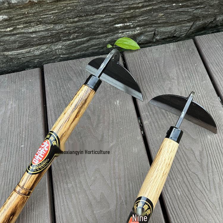Kuzokichi All-Steel T-Hoe: Versatile Small Hoe for Weeding, Planting, and Gardening In Vegetables & Flowers - Half-Moon Japanese Garden Tool.