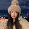 Autumn and Winter Hat Female Cute Hairball Cold Hat Rabbit Fur Fleece Warm Hat