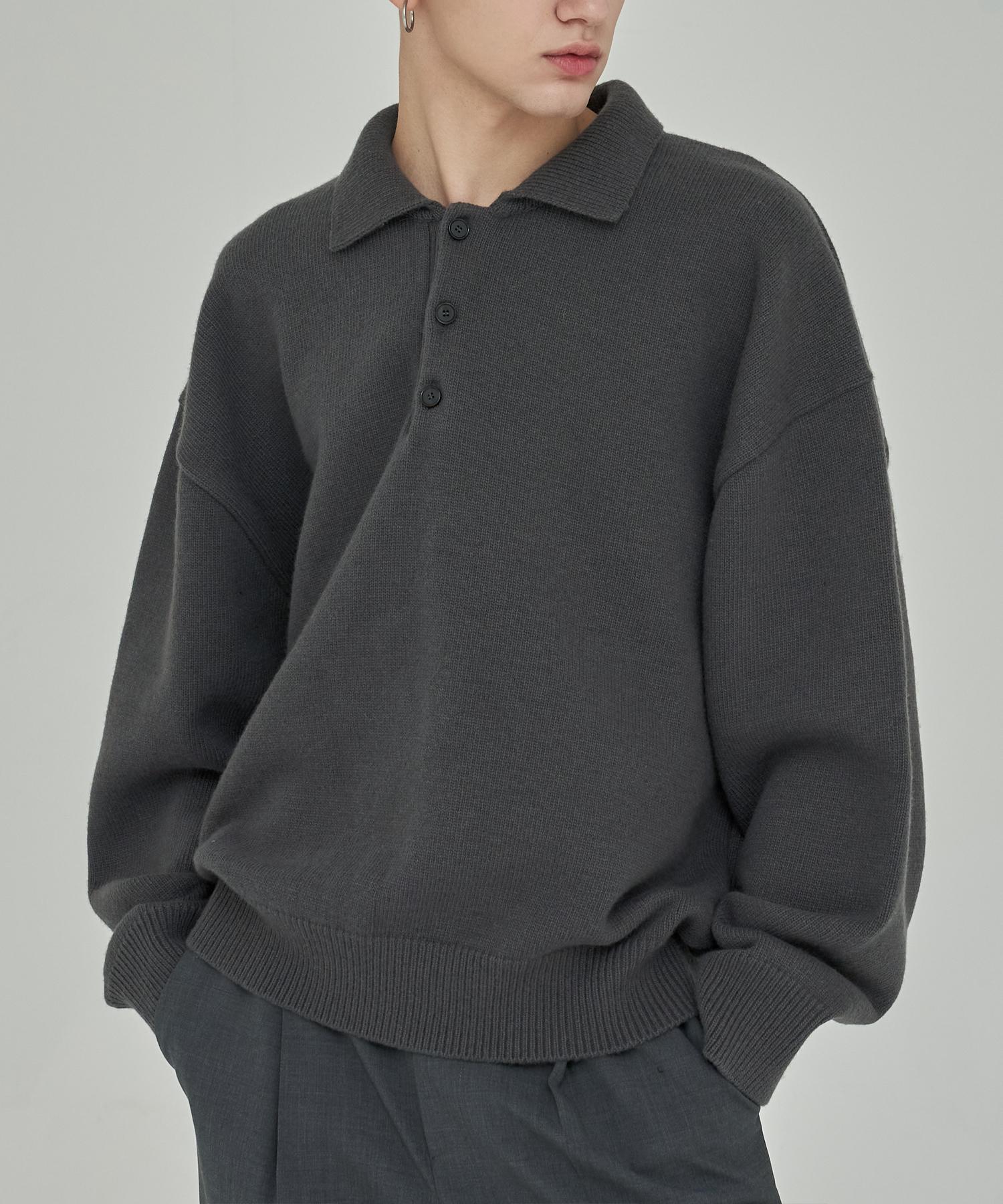 Oversized Collared Knit [Gray] Grey 1