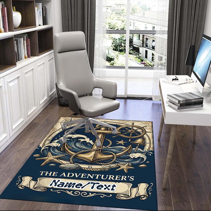 1PC Custom Name Adventurer's Ocean Journey Theme Floor Mat Ideal for Living Room, Game Rooms, Office, Bedroom,Floor Mat Playful Design