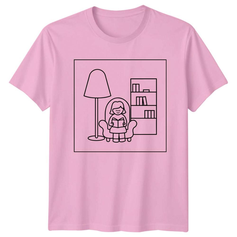 Reading Unisex with Lamp Hobby Unisexs TShirt Ladies Tee Graphic Unisex Top