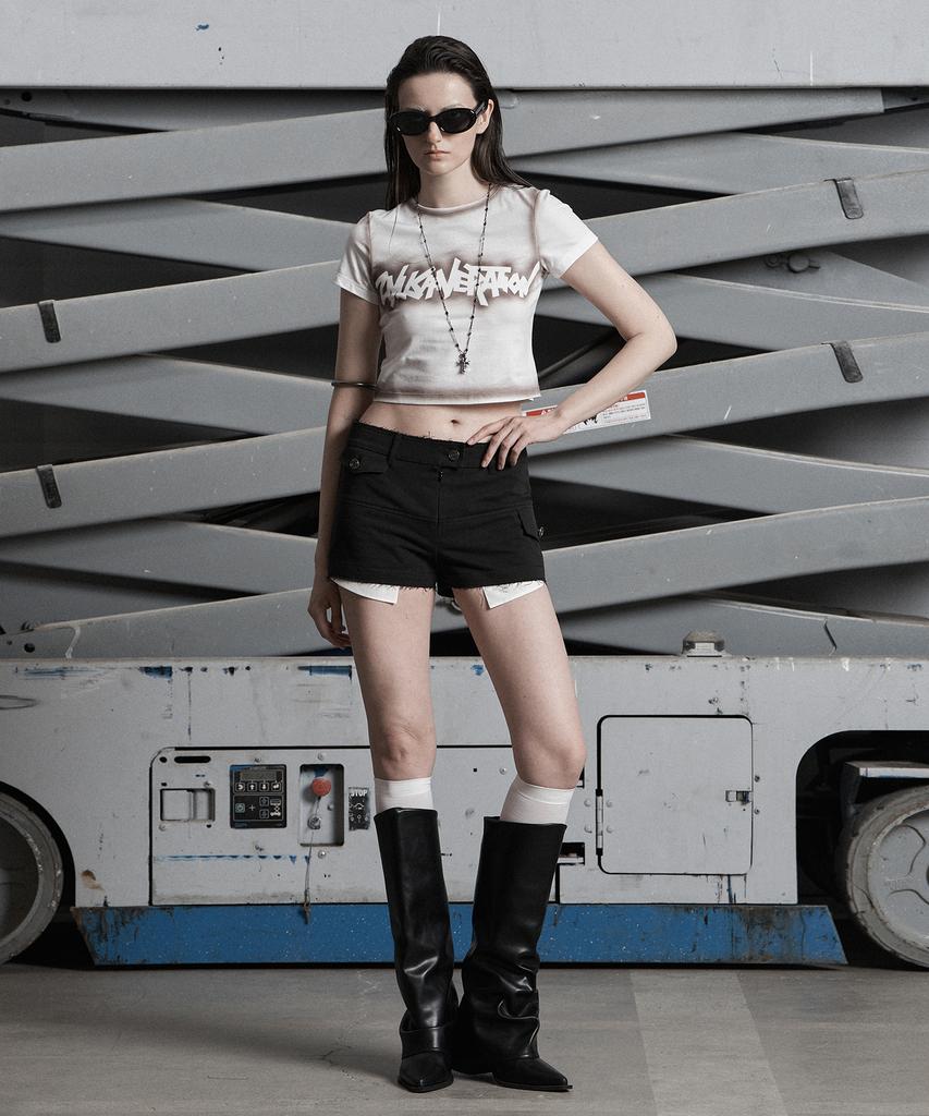 Jenyujeu Layers Micro Shorts Pants - Black