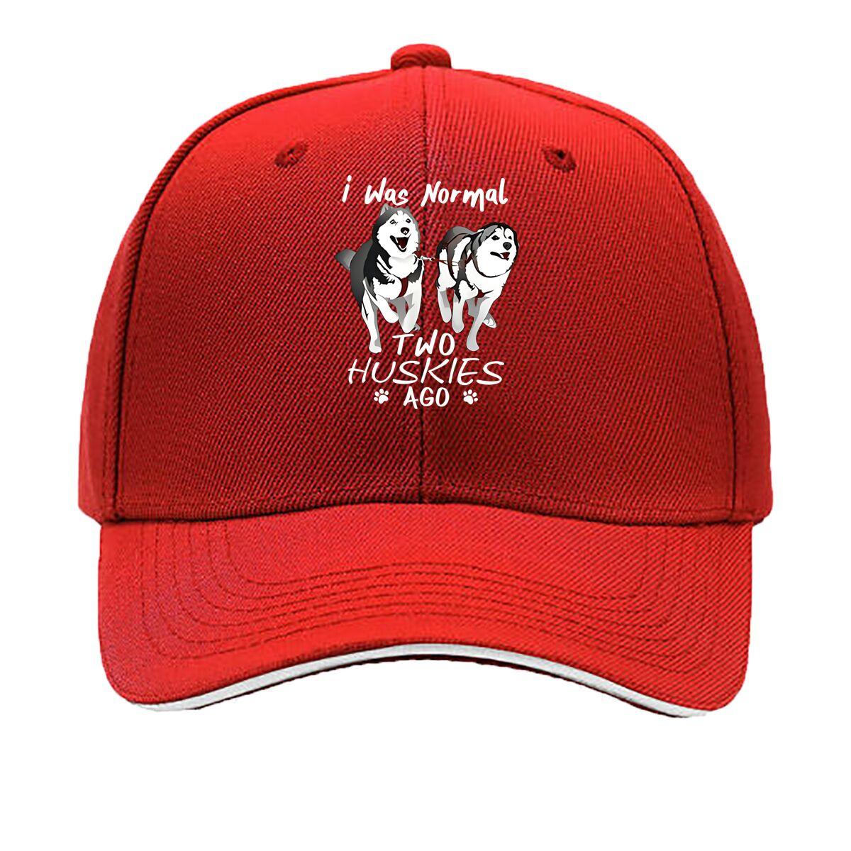 Humorous I Was Normal Until Two Huskies Casual Style Unisex Black Husky Headgear Lightweight Sandwich Baseball Cap One Size