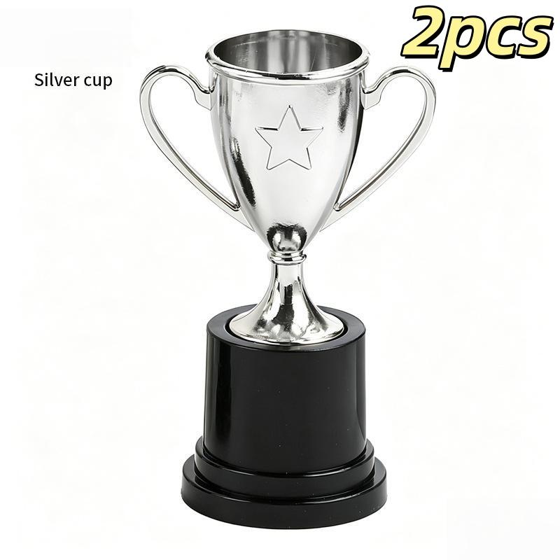 2Pcs Plastic Trophy Small Size Trophy Model Award Trophies Plastic Material Pentagram Star Award Cup Kids Party