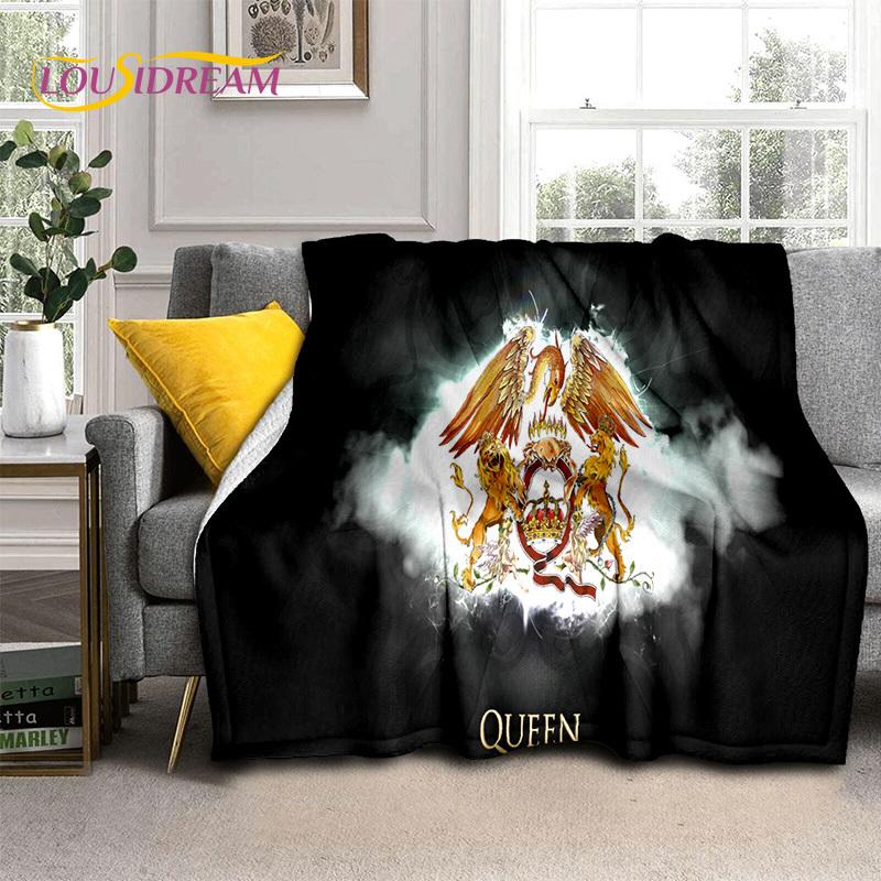 Queen-Rock-Band 3D Freddie Mercury Blanket,Soft Throw Blanket for Home Bedroom Bed Sofa Picnic Travel Office Cover Blanket Kids