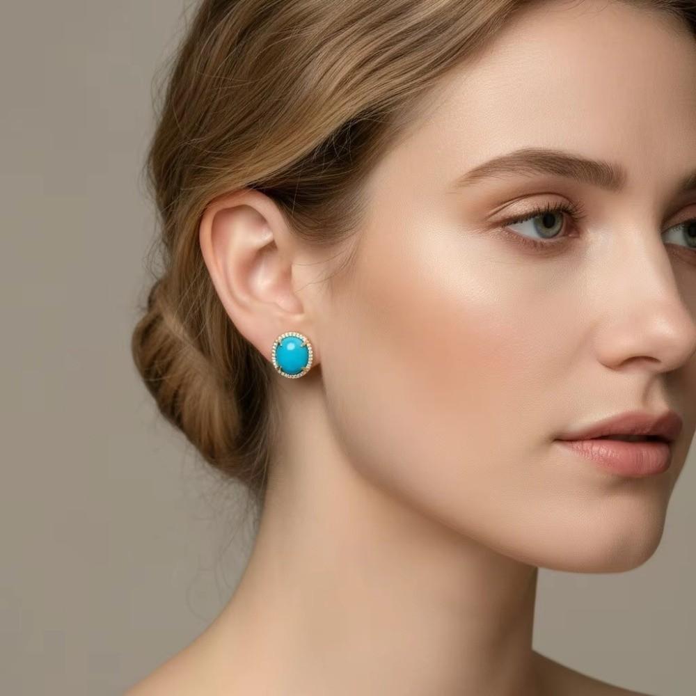 Oval Shape Stud Earrings Palace Style Oval Earrings Versatile Drop Dangle Earrings Daily Wear