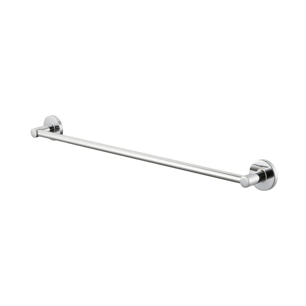 Modern 24 Inch Chrome Towel Bar Round Design Bath Accessory Rust Resistant Durable Easy Installation Bathroom Organizer Hardware