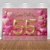 Sfondo per 55° Compleanno Forniture Palloncini Nero Oro 55 Anni Sfondo Decorazione Festa Scintillante Oggetti di Scena per Servizio Fotografico