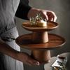 Japanese-style Acacia Wood High Foot Cake Plate Wooden Tray Decoration Wedding Dessert Plate Home Fruit Snack Tray Home Decor