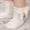 Lovely Baby Infant Girls Socks Kids Pure Color Pink Red Yellow Mesh Ruffle Socks Summer Cute Bow Knot Short Socks