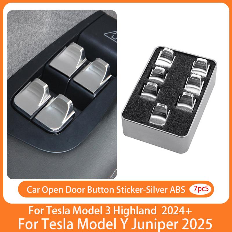 Car Door Open Button Sticker For Tesla Model 3 Highland /Model Y Juniper Door Window Switch Button Decoration Patch Accessories