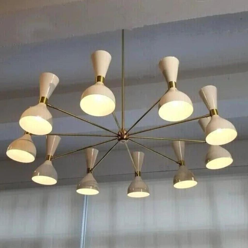 10 Arms 20 Lights Chandelier Modern Brass Sputnik Chandelier Mid Century Fixture