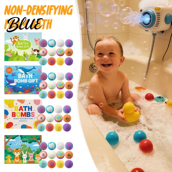 Salt Bath Ball 12Pcs Bombs Set with Toy Fizzy Spa for Kids Adults Moisturizing Skin-Softening Portable Travel Relaxation Kit Beach Pool Home