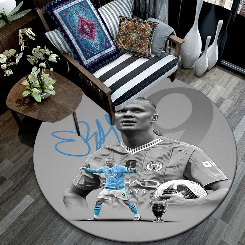 Erling Printed Round Rug, Non Slip Washable Circular Carpet For Living Room Bedroom Playroom, Sports Fan Decor, Holiday Birthday Gift