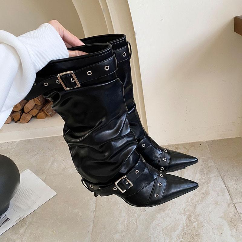 

Мода Мода Ремешок с пряжкой Женские полусапоги Обувь на низком каблуке Обувь Женские современные ботинки Женская обувь Зима Осень 35 чёрный