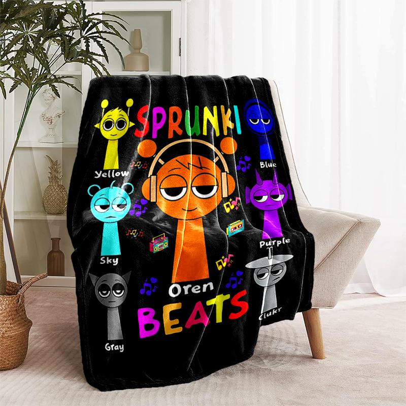 1pc Blanket Sprunki7 Print Design, Lightweight Blanket for Sofa, Bed- Soft &Warm, Gift for All Seasons like Christmas, Halloween
