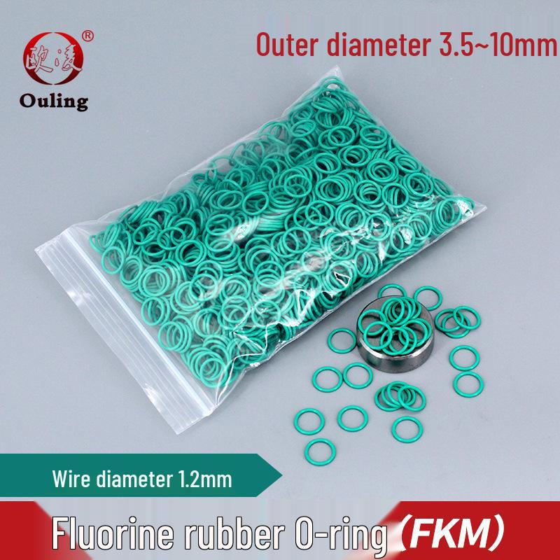 Green FKM O-ring - Sizes: 3.5 to 10mm (Outer) x 1.2mm 3.5*1.2mm (10 pcs) Green FKM O-ring