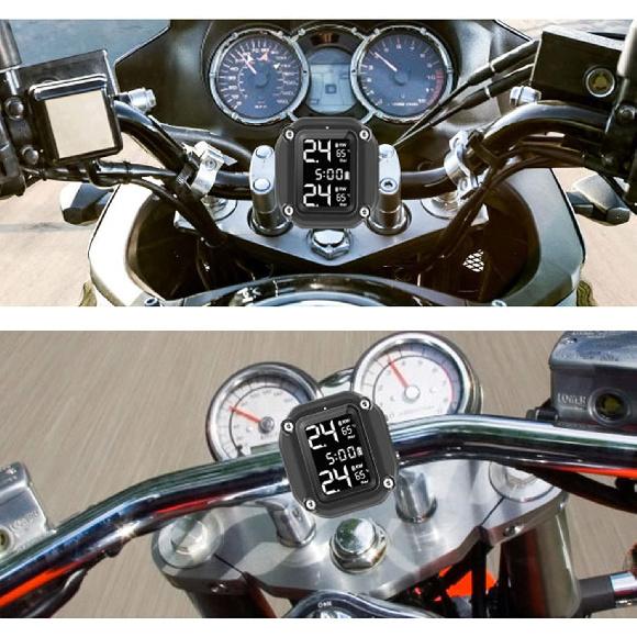GoolRC Motorcycle Wireless Tire Pressure Monitoring System USB Charging TPMS for Motorcycle with 2 External Sensors Digital LCD Display Two Wheeled