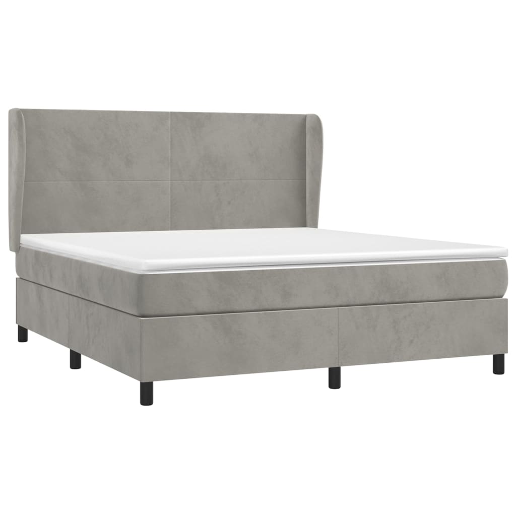 Vidaxl Letto Continentale Con Materasso, Grigio Chiaro, 180X200Cm, Velluto