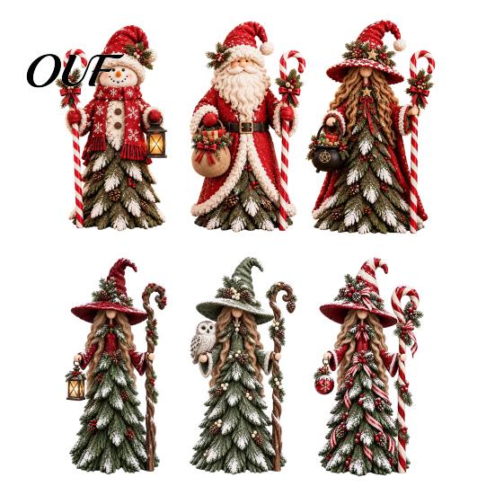 Christmas Witch Collectibles Santa Claus/Snowman/Witch Figurine with Tree Skirt Design, Table Centerpiece Indoor Party Ornaments for Christmas, Resin