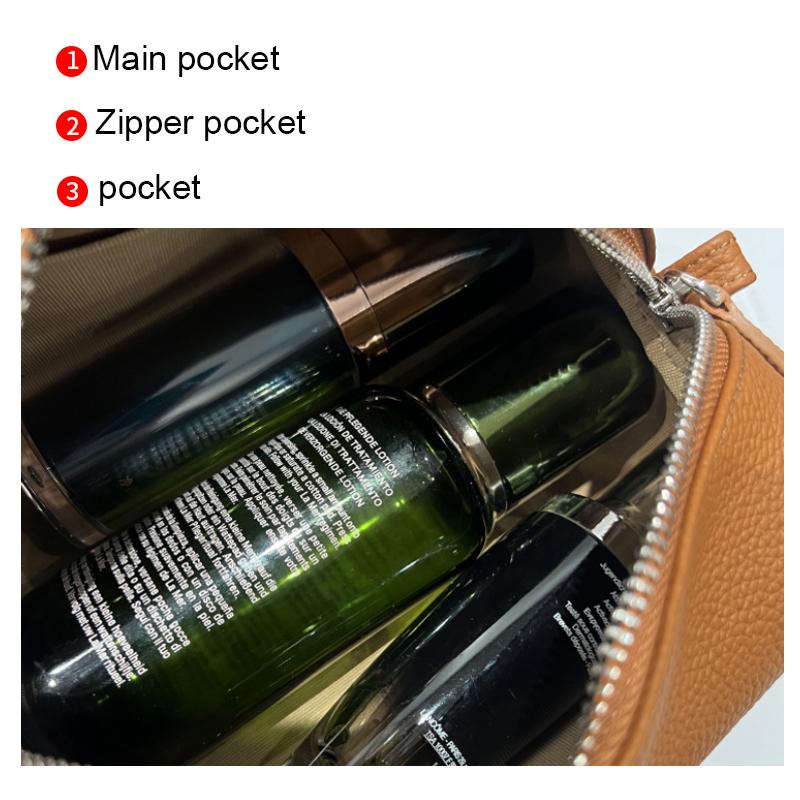 Fashion Women's Leather Makeup Bag Portable Cosmetic Pouch with Zipper Closure