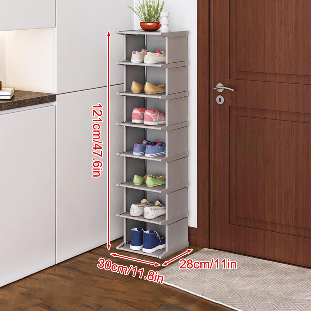 8/4 Tiers Shoe Rack  Vertical Narrow Shoe Shelf Storage Organizer Sturdy Space Saving Tall Narrow Shoe Rack for Entryway Closet