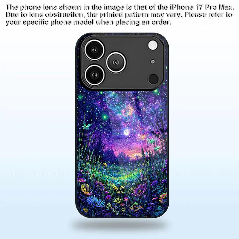 Star Cluster Pattern 2D Phone Case for iPhone 17 16 15 14 13 12 11 X XR XS Max Pro 8 Plus - Glass Protective Cover