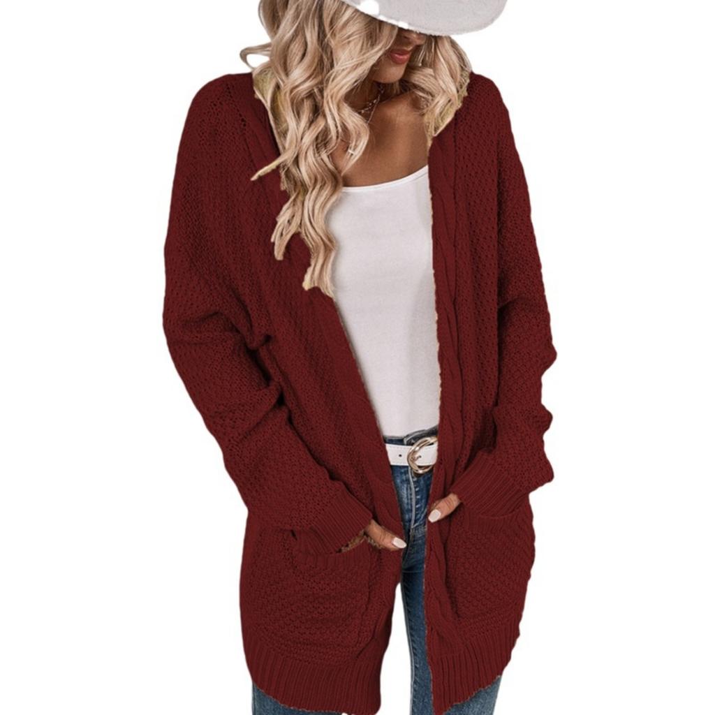 Fashionable Women's Long Knitted Sweater Cross-border  Winter Knitted Jacket
